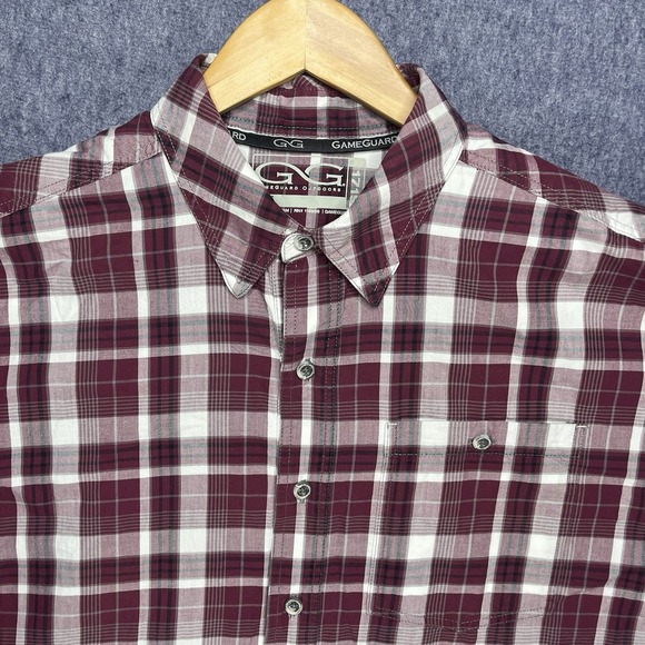 Game Guard Shirt Mens 3XL Maroon  Short Sleeve Vented Button Down Fishing - Picture 1 of 7